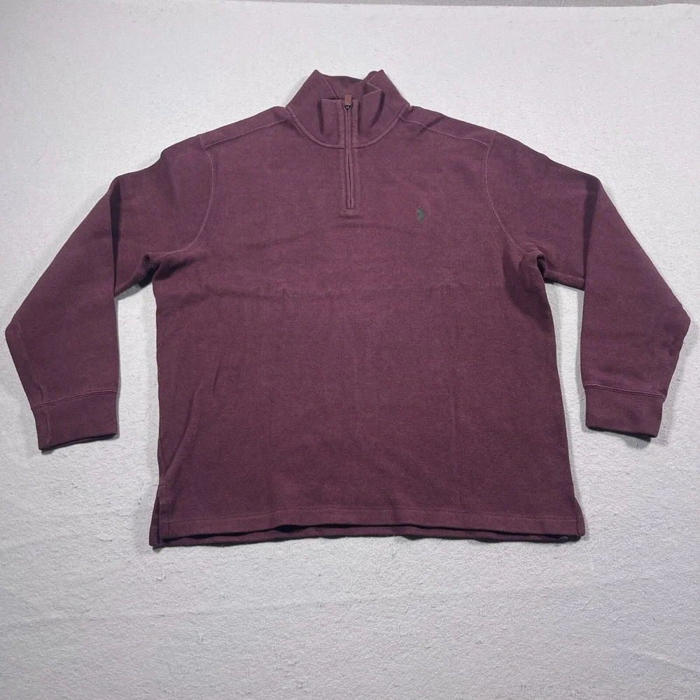 Polo Ralph Lauren Sweater Men XL Burgundy‎ Cotton Mock Neck Casual Preppy